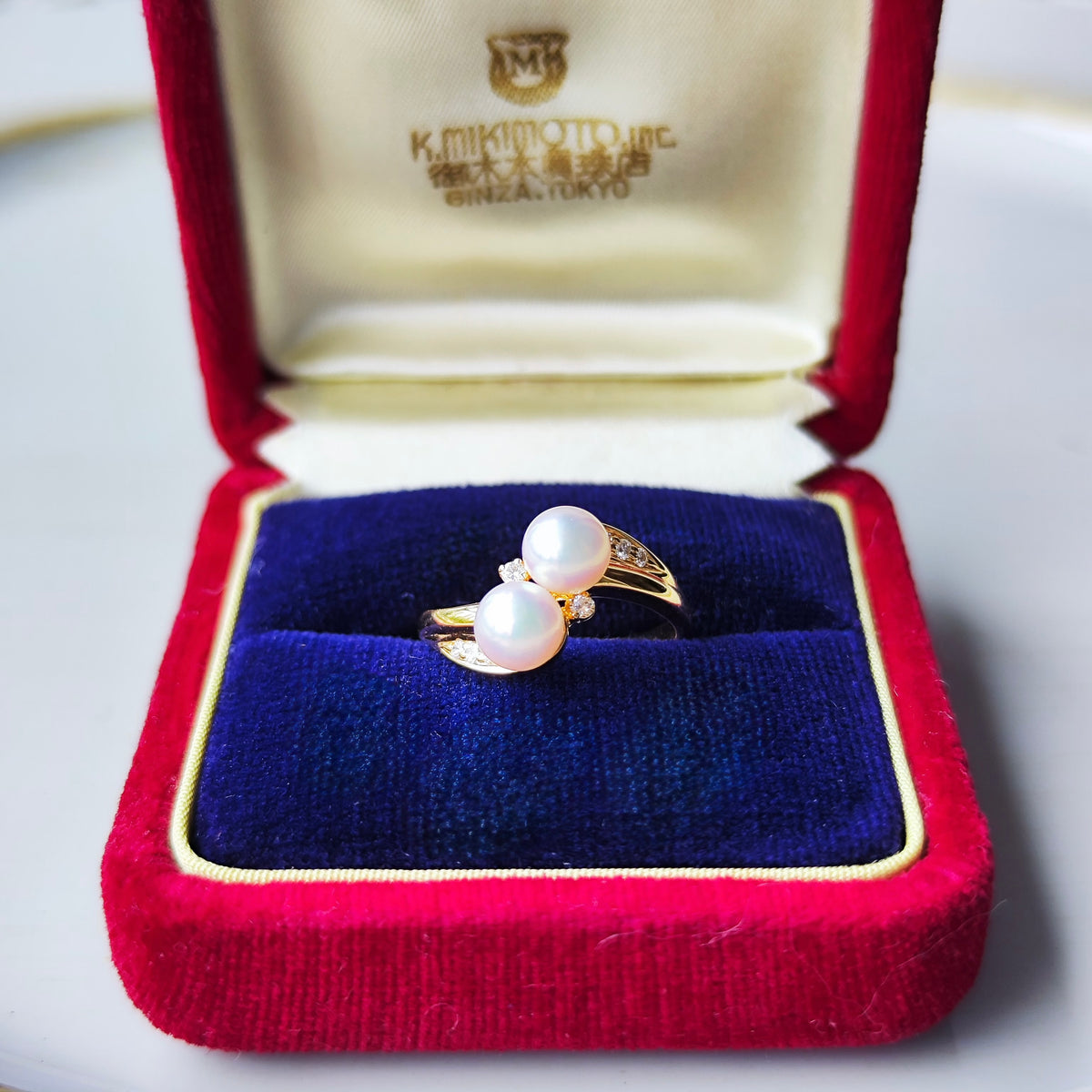 MIKIMOTO ミキモト あこや真珠 天然ダイヤモンド 18金リング