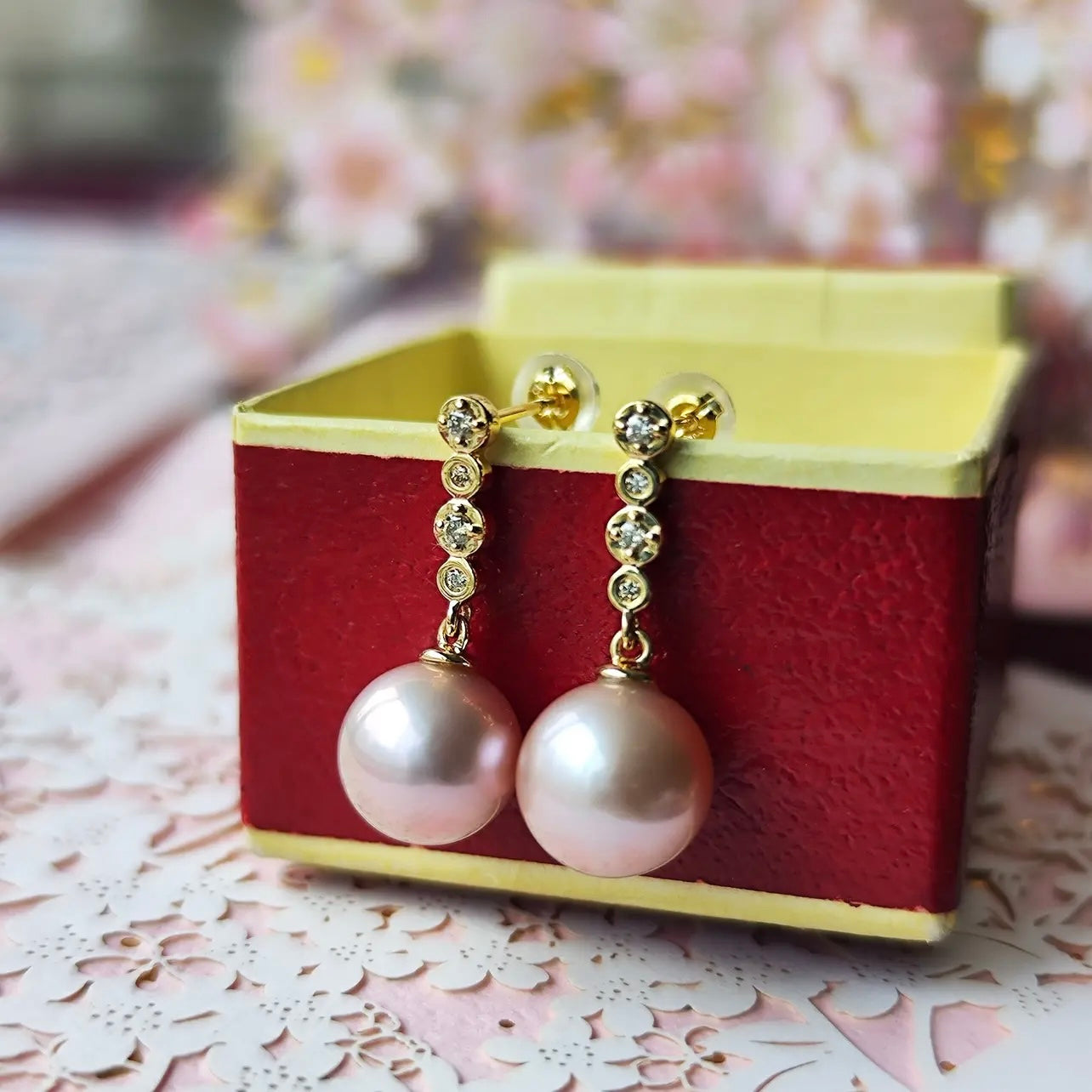 【さくらパール 】溢れ桜 18金ピアス