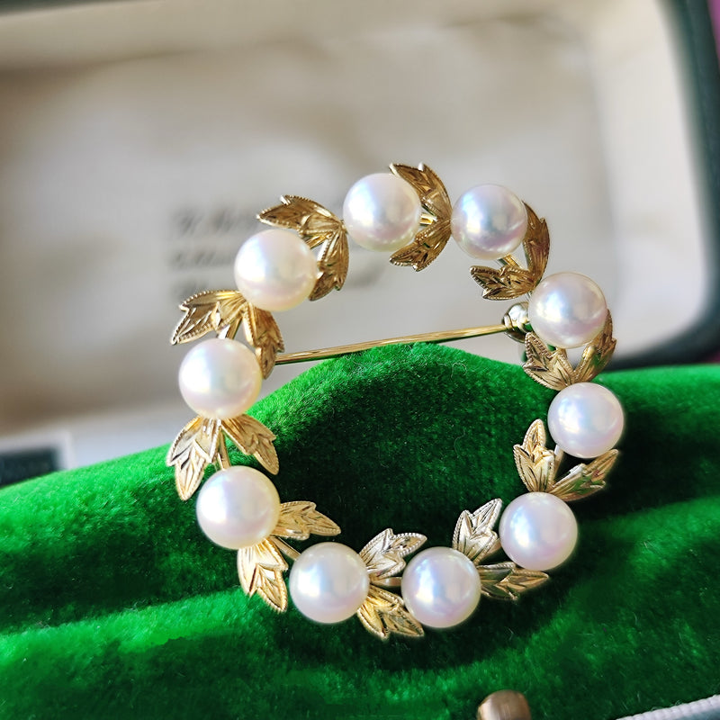 MIKIMOTO ミキモト リース型 ヴィンテージブローチ