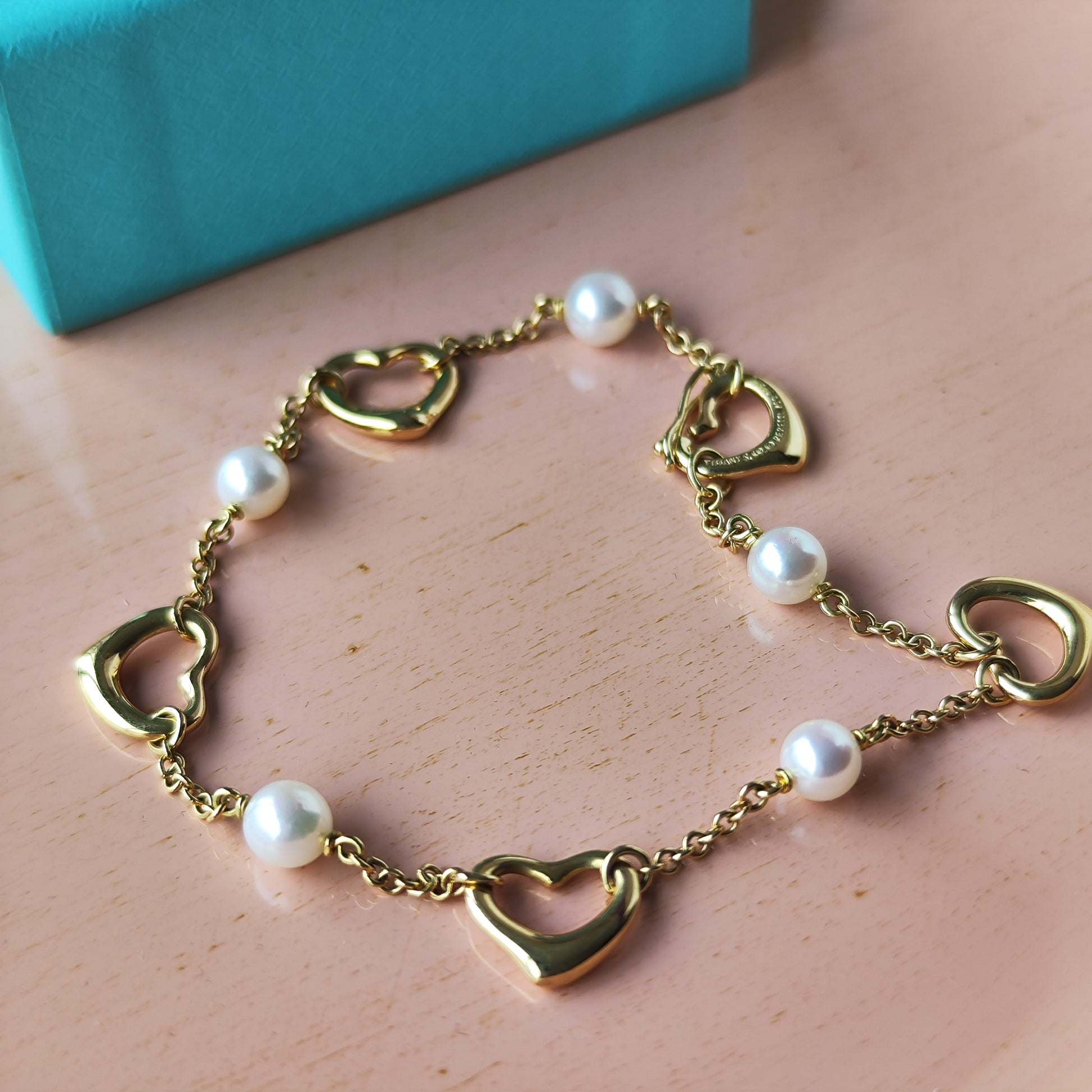 TIFFANY＆Co. ティファニー オープンハート あこや真珠 ブレスレット