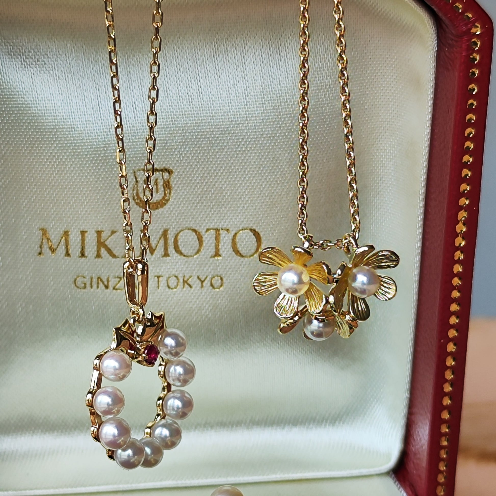 MIKIMOTO ミキモト フラワーモチーフ あこやベビーパール ネックレス