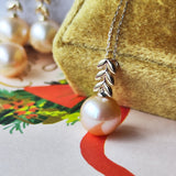 【アプリコット】有核淡水パール ネックレス 10金