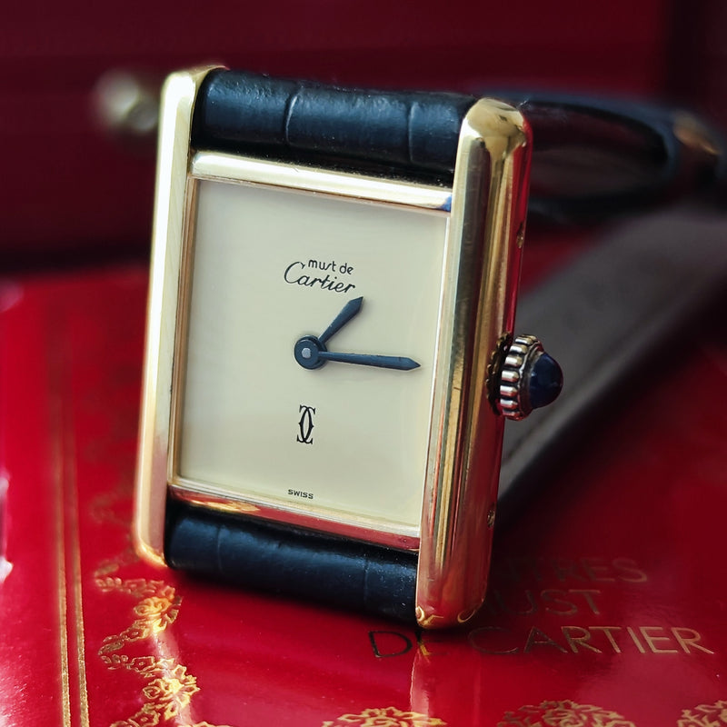 【OH済み】Cartier カルティエ マストタンク アイボリー文字盤 手巻き腕時計
