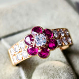 【Vintage Van Cleef & Arpels】ヴァンクリーフ&アーペル マデール ルビー ダイヤモンド フラワーリング