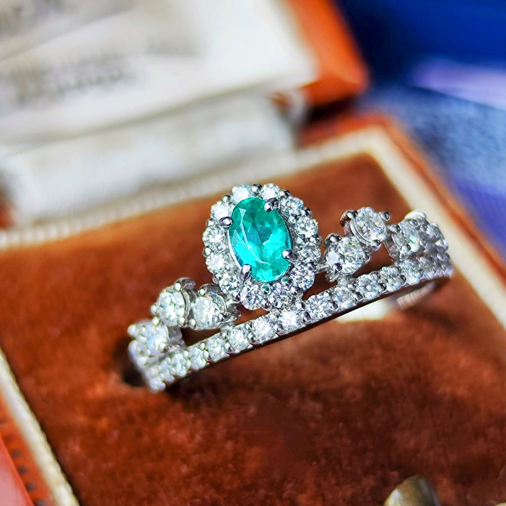 【トップカラー】天然パライバトルマリン 0.24ct 天然ダイヤモンド プラチナ