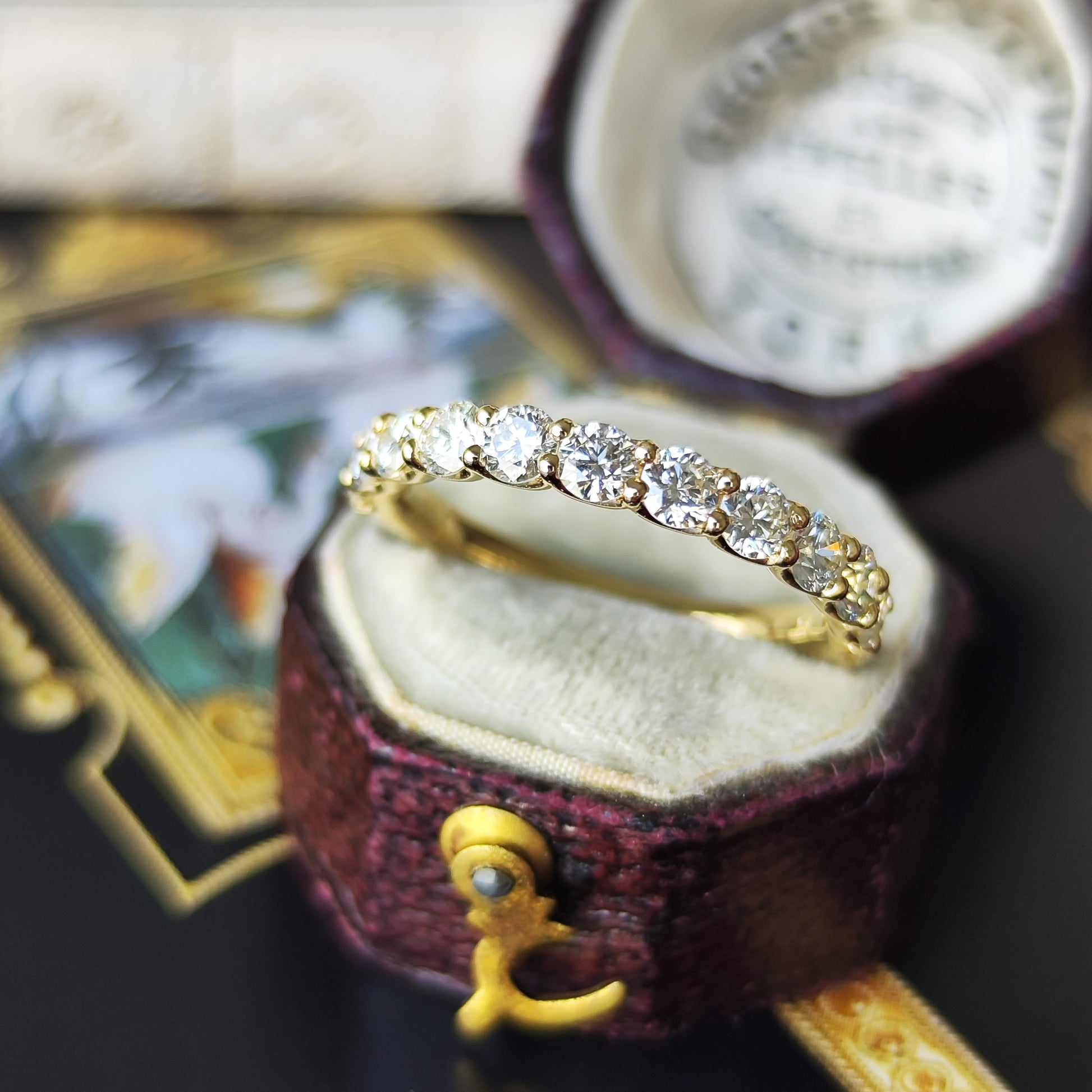 【全石ハート&キューピッド】天然ダイヤモンド 15石 ハーフエタニティリング 18金