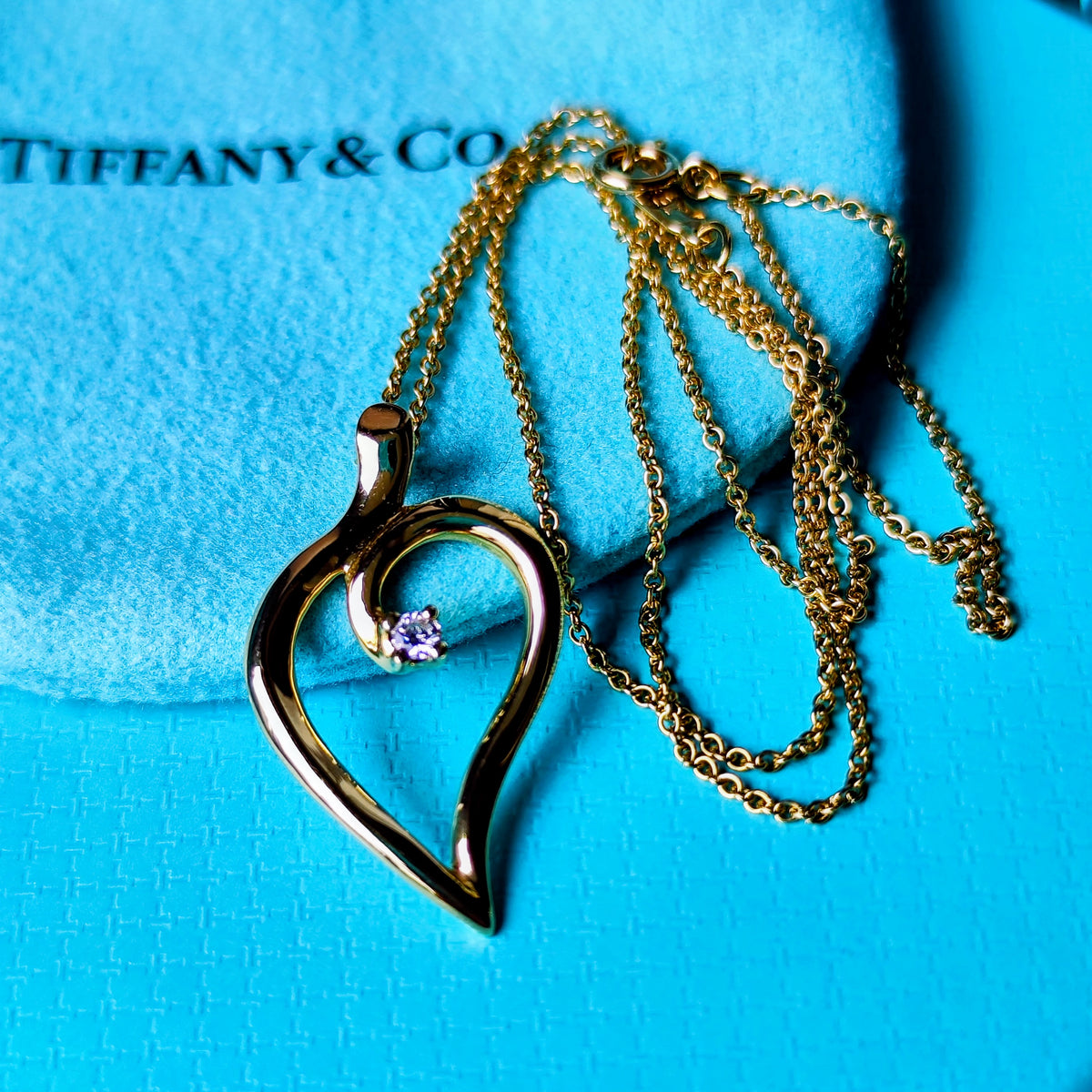 TIFFANY &Co ティファニー リーフハート ダイヤモンド ネックレス 18金YG