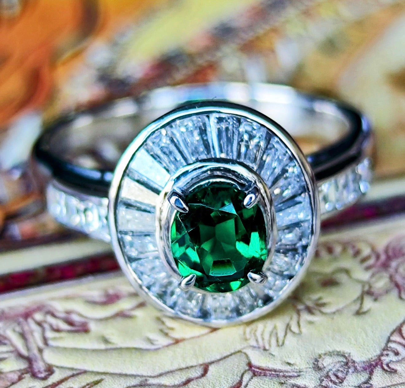 【ノンオイル ザンビア産】天然エメラルド 天然ダイヤモンド GIA プラチナリング