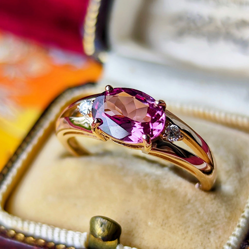 天然マラヤガーネット 1.31ct 天然ダイヤモンド リング