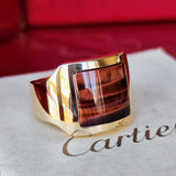 【Vintage Cartier】カルティエ サントス デュモン タイガーアイ 18金PG 10号 リング