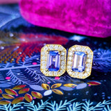 天然タンザナイト 天然ダイヤモンド 18金ピアス