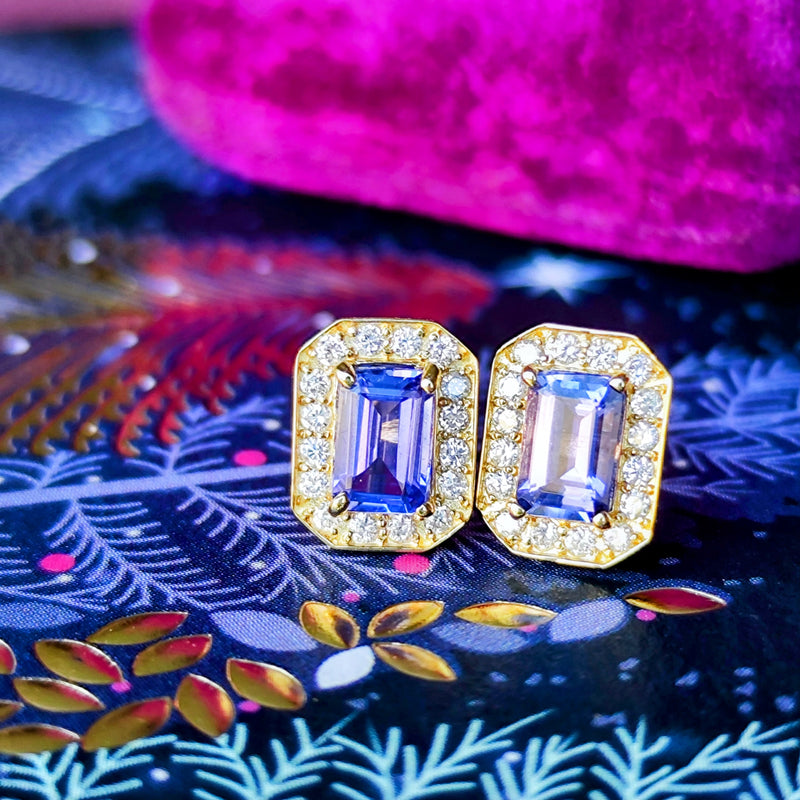 天然タンザナイト 天然ダイヤモンド 18金ピアス