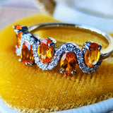 天然スペサルティンガーネット 天然ダイヤモンド プラチナリング