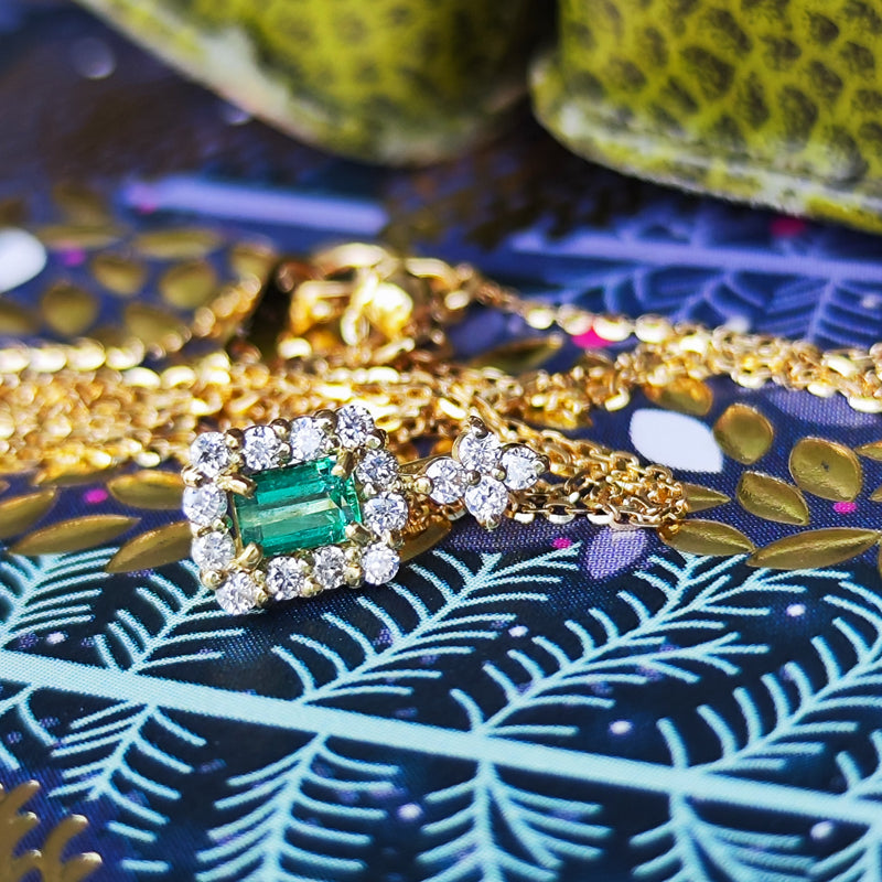 天然エメラルド 天然ダイヤモンド ネックレス