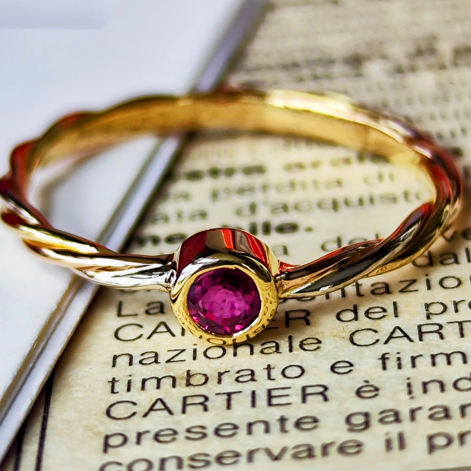 Cartier カルティエ スリーカラーツイストリング ルビー 50