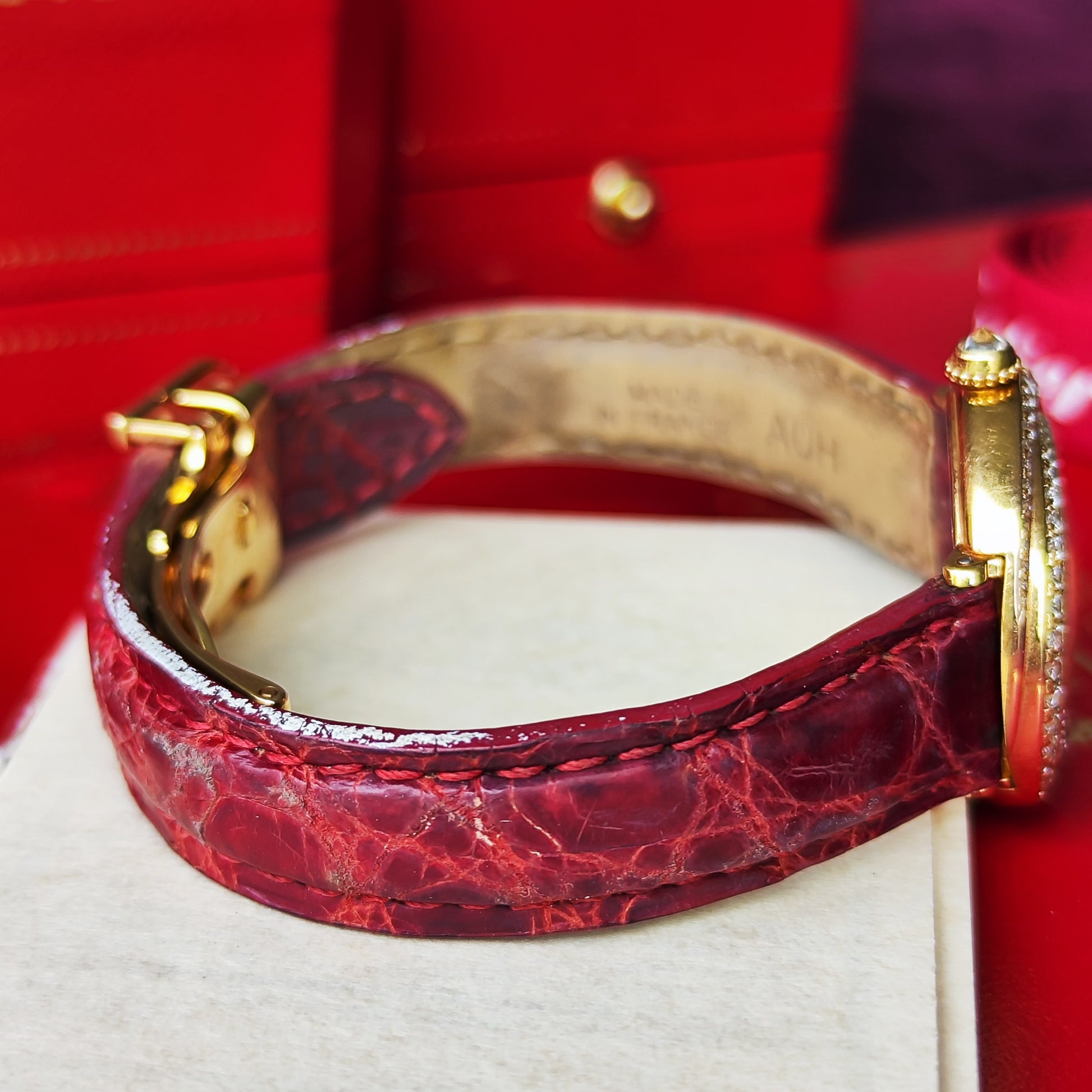 【金無垢】Cartier カルティエ トリニティ純正ダイヤモンド 18金無垢 クォーツ腕時計