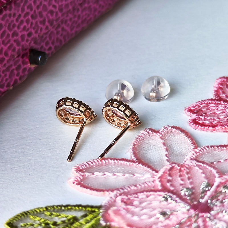 天然パパラチアサファイア 天然ダイヤモンド ピアス