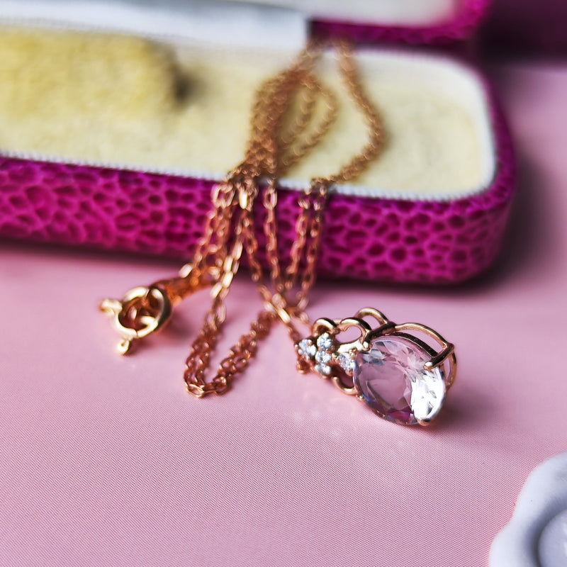 天然モルガナイト 天然ダイヤモンド ネックレス