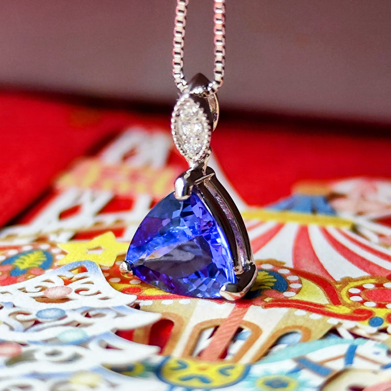 天然タンザナイト 天然ダイヤモンド ネックレス