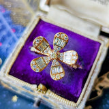 天然ダイヤモンド フラワーモチーフ 18金リング