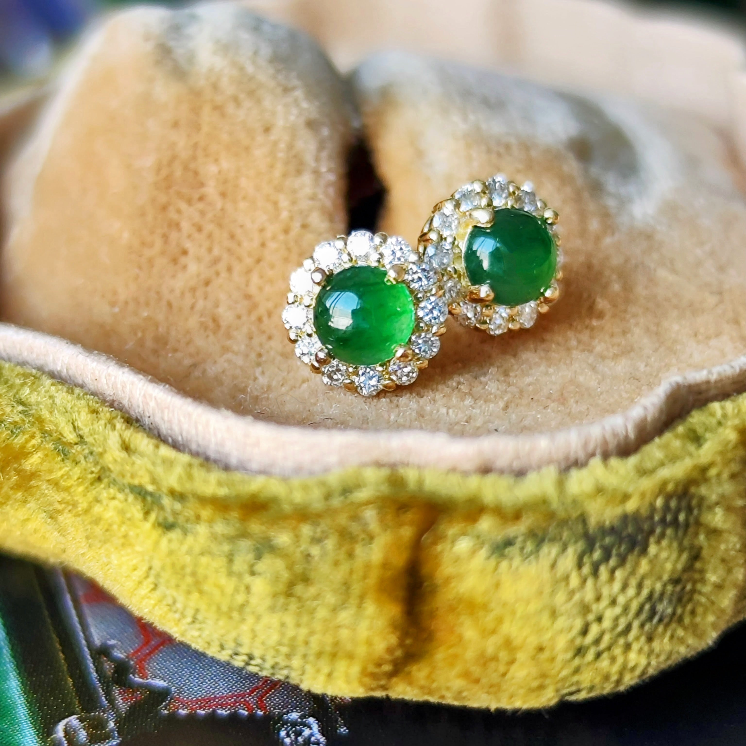 天然翡翠 天然ダイヤモンド 18金ピアス – Mico宝飾店
