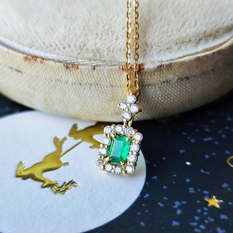 天然エメラルド 天然ダイヤモンド ネックレス