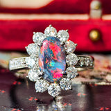 天然ブラックオパール 天然ダイヤモンド プラチナリング