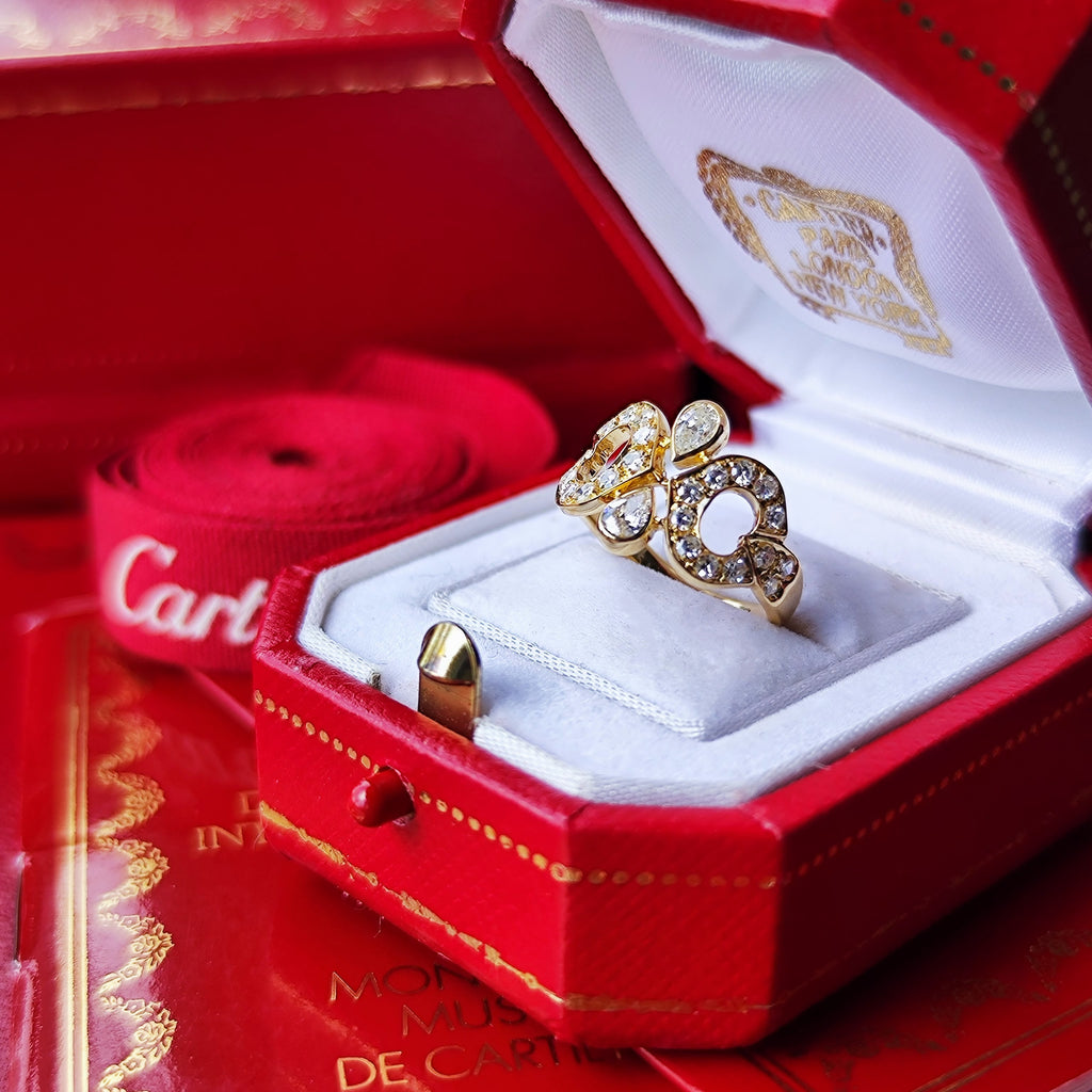 【Vintage Cartier】カルティエ ダイヤモンド 2Cリング 18金 50