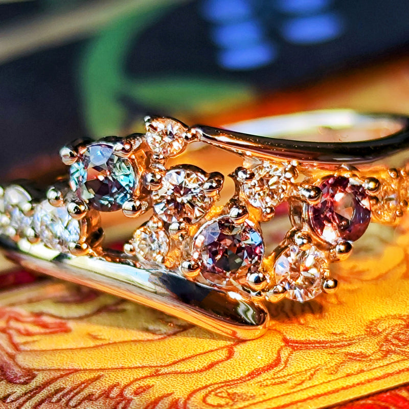 天然アレキサンドライト 天然ダイヤモンド リング