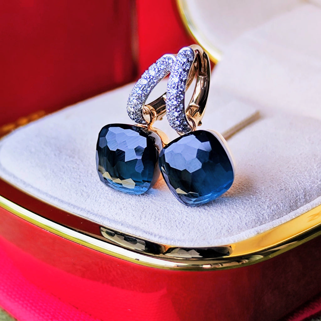 Pomellato ポメラートヌード ブルートパーズ ダイヤモンド ピアス