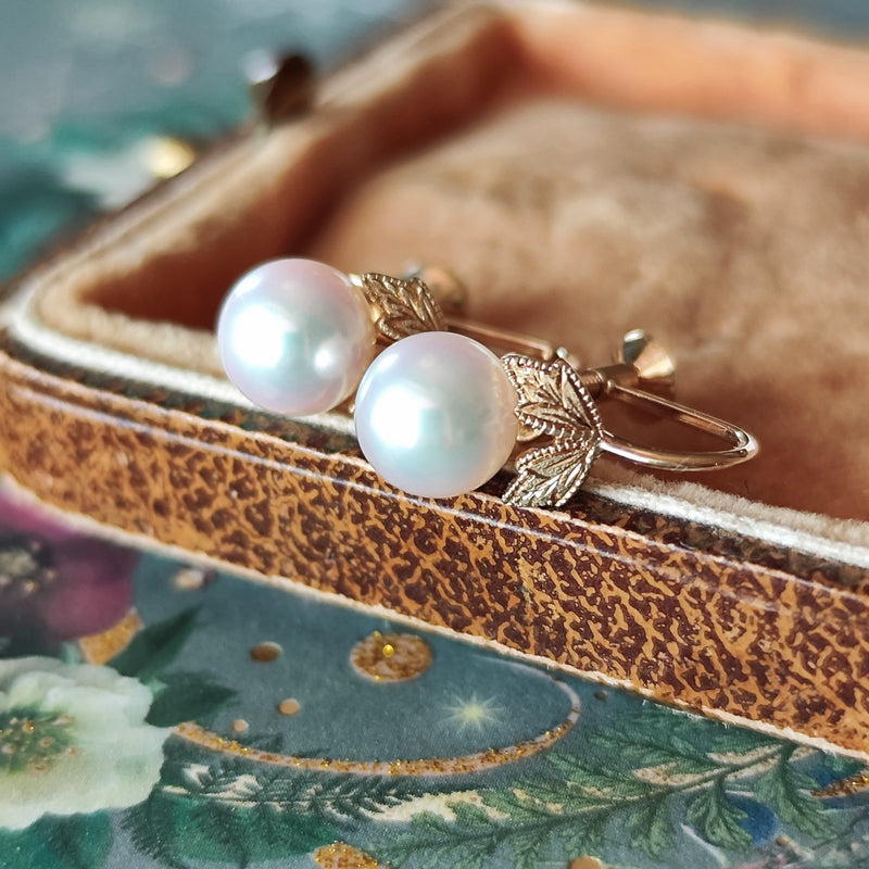 MIKIMOTO ミキモト あこや真珠 ヴィンテージイヤリング 14金