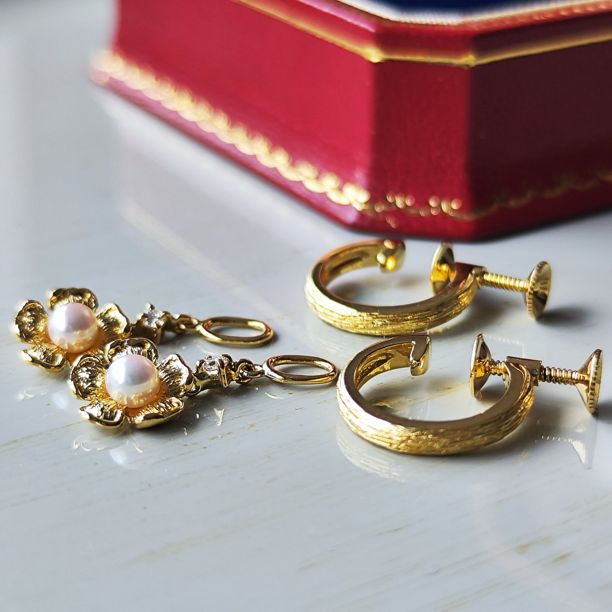 MIKIMOTO ミキモト チャーム イヤリング 18金