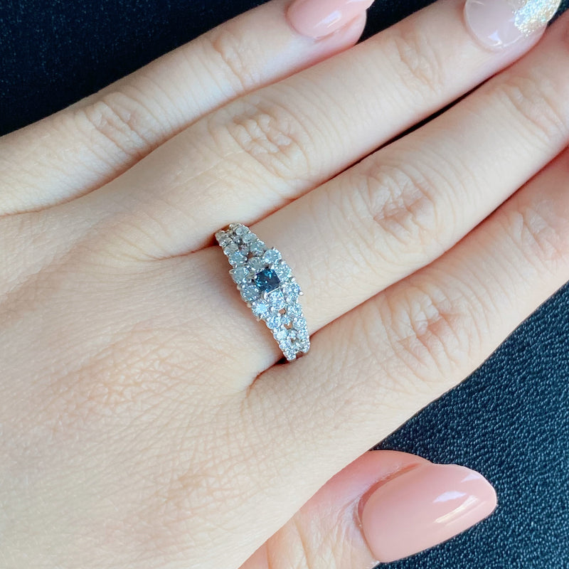 【再出品】天然アレキサンドライト プリンセスカット 天然ダイヤモンド リング