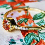 天然スペサルティンガーネット 天然ダイヤモンド 18金リング