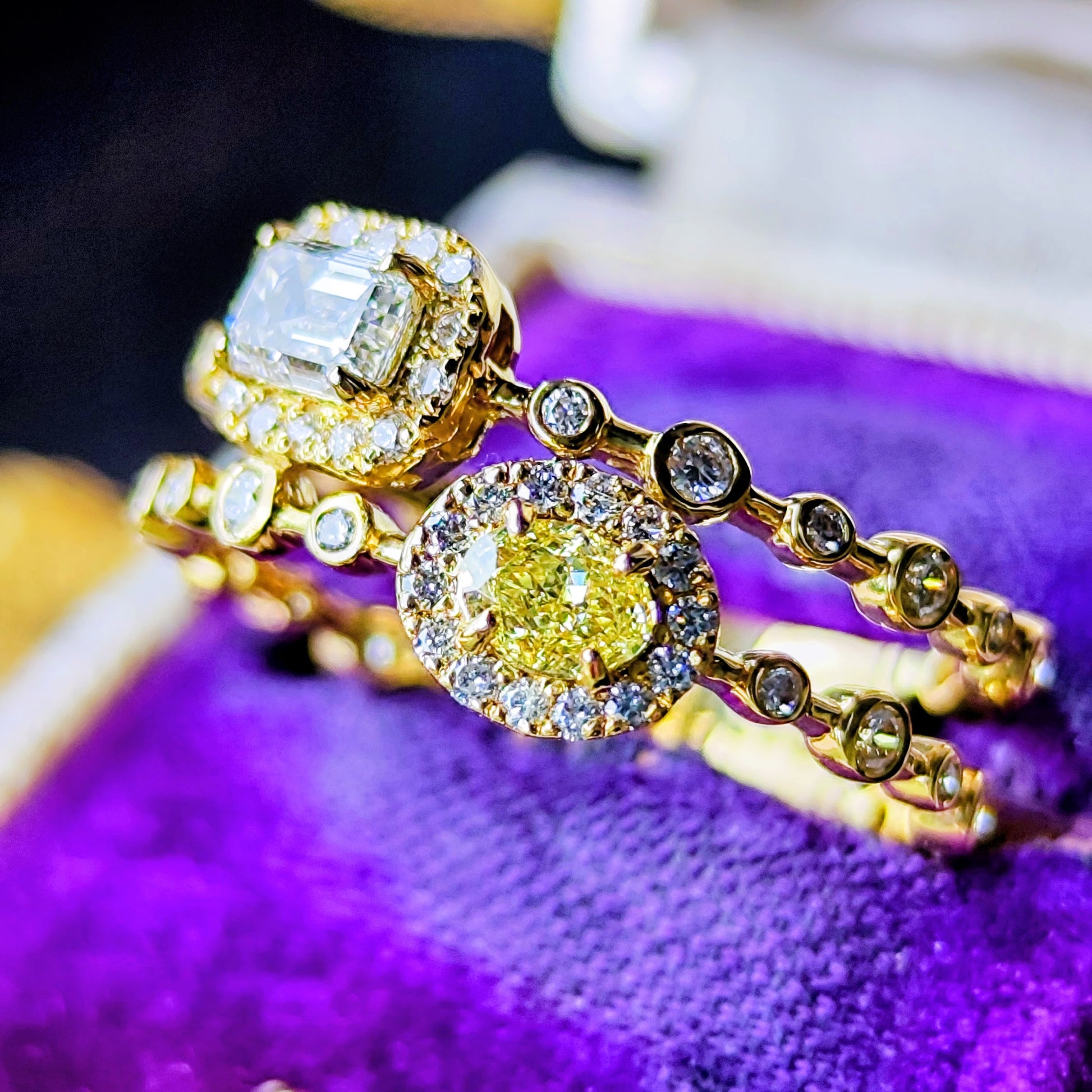 【イエローダイヤ】FANCY INTENSE YELLOW SI1 0.181ct ダイヤモンドリング