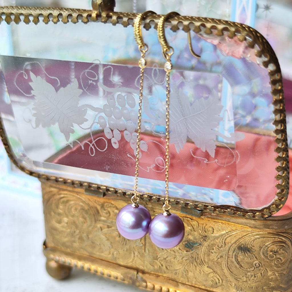 【限定品】紫陽花パール 天然ダイヤモンド ピアス