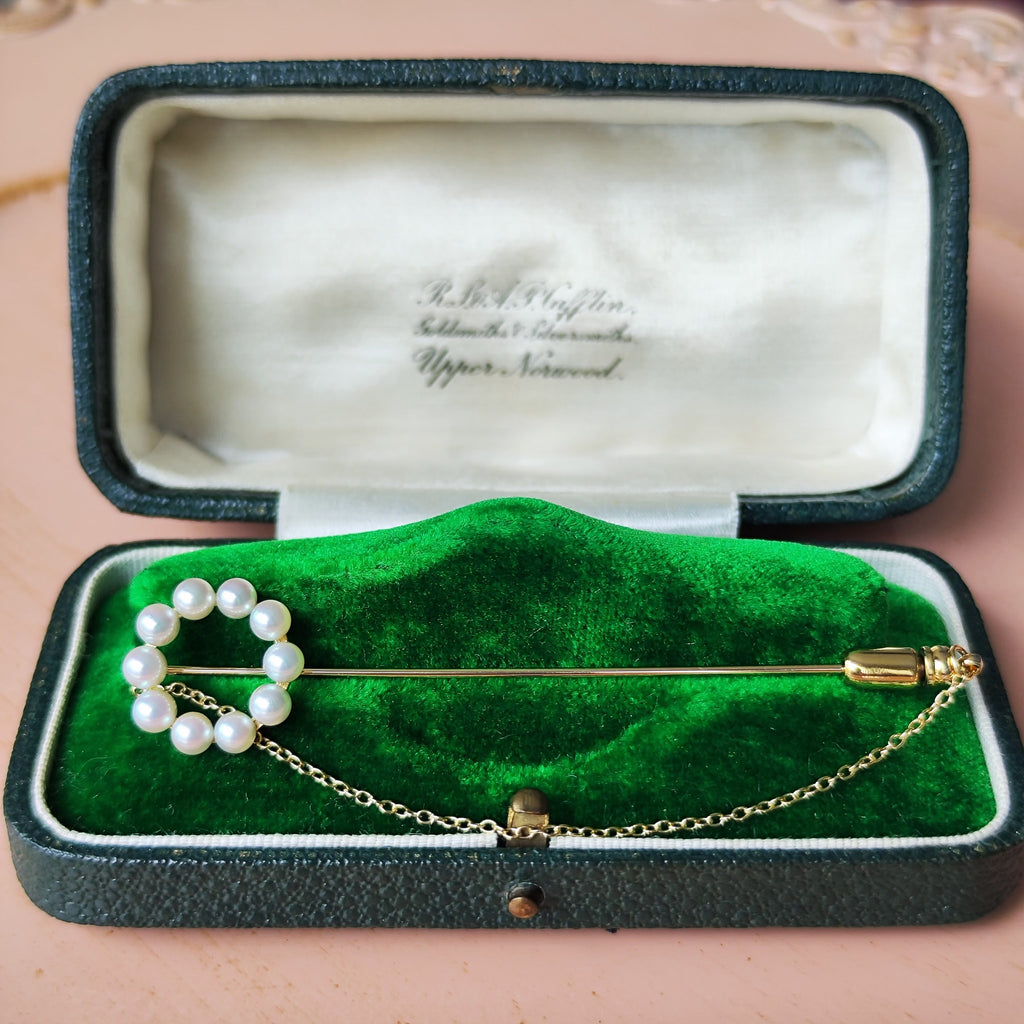 MIKIMOTO ミキモト あこや真珠ピンブローチ サークルモチーフ