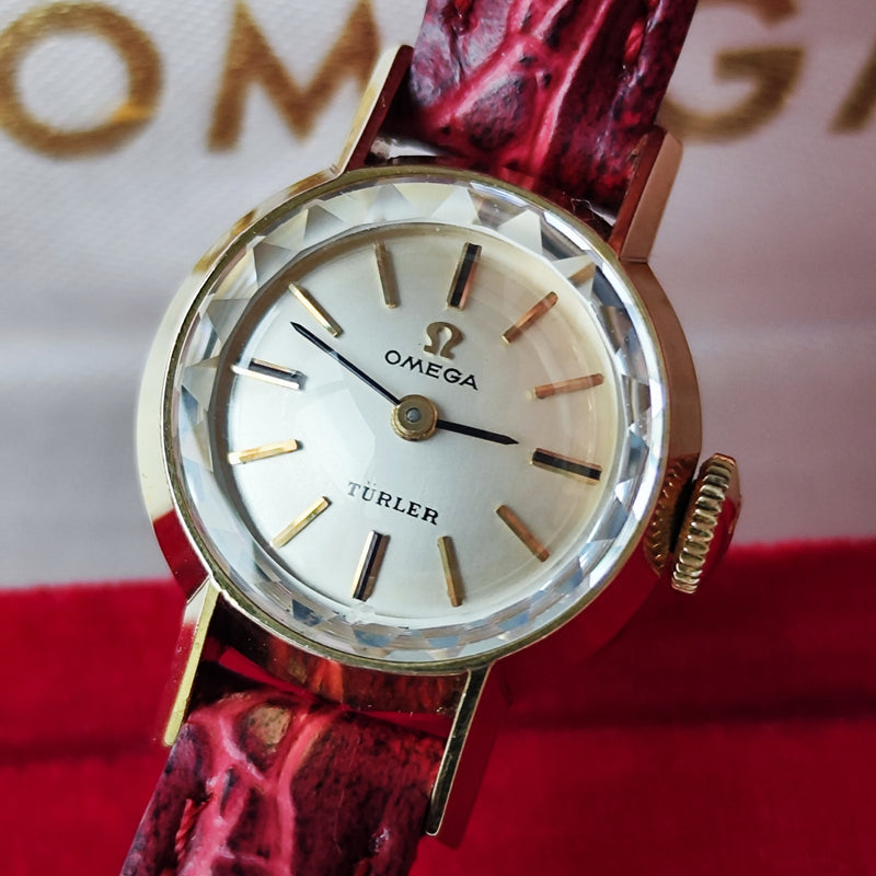 【OH済み】OMEGA オメガ TURLER チューラー ダブルネーム カットガラス 手巻き腕時計