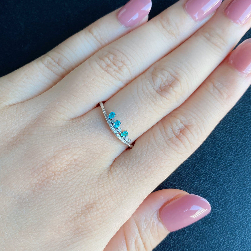 天然パライバトルマリン 天然ダイヤモンド リング