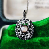 【魅惑の黒い宝石】天然ブラックスターサファイア 天然ブラックダイヤモンド ネックレス