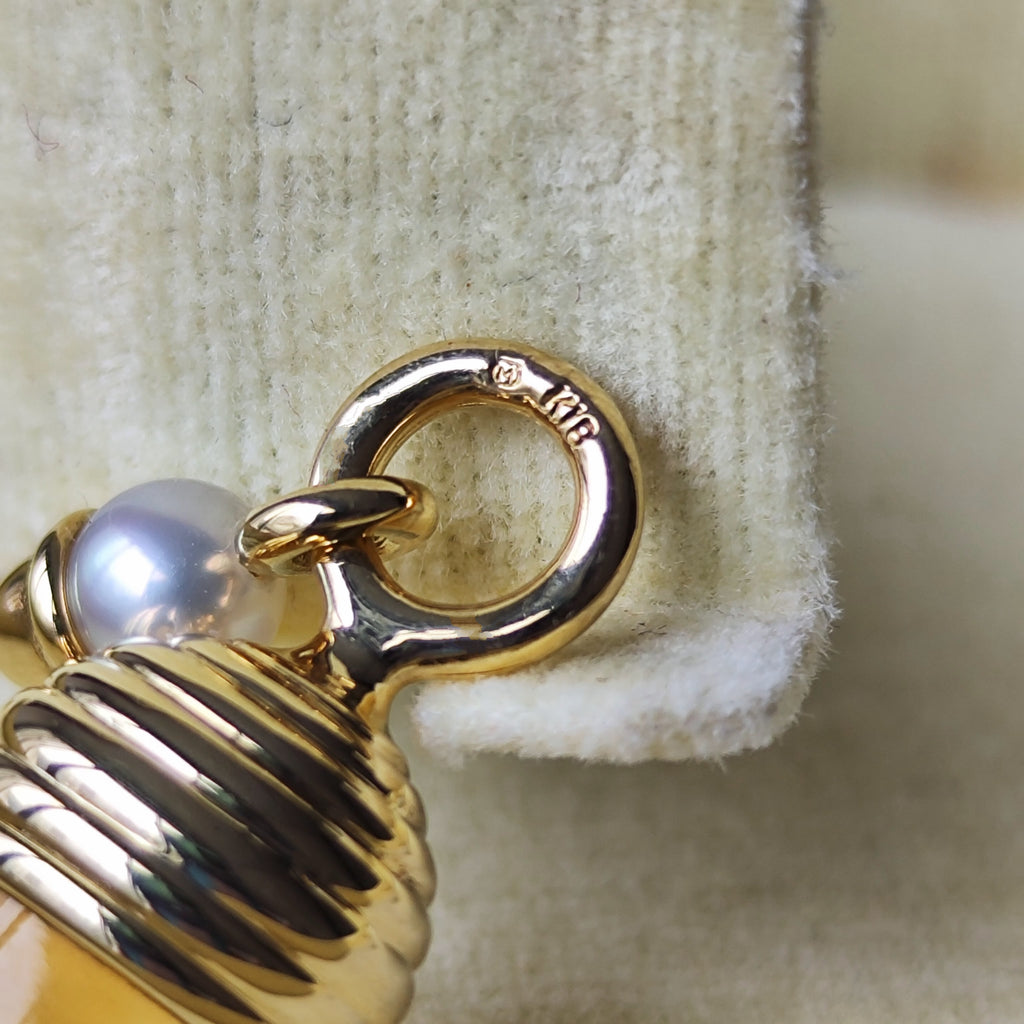 MIKIMOTO ミキモト どんぐりのモチーフ天然シトリン あこや真珠 ペンダントトップ