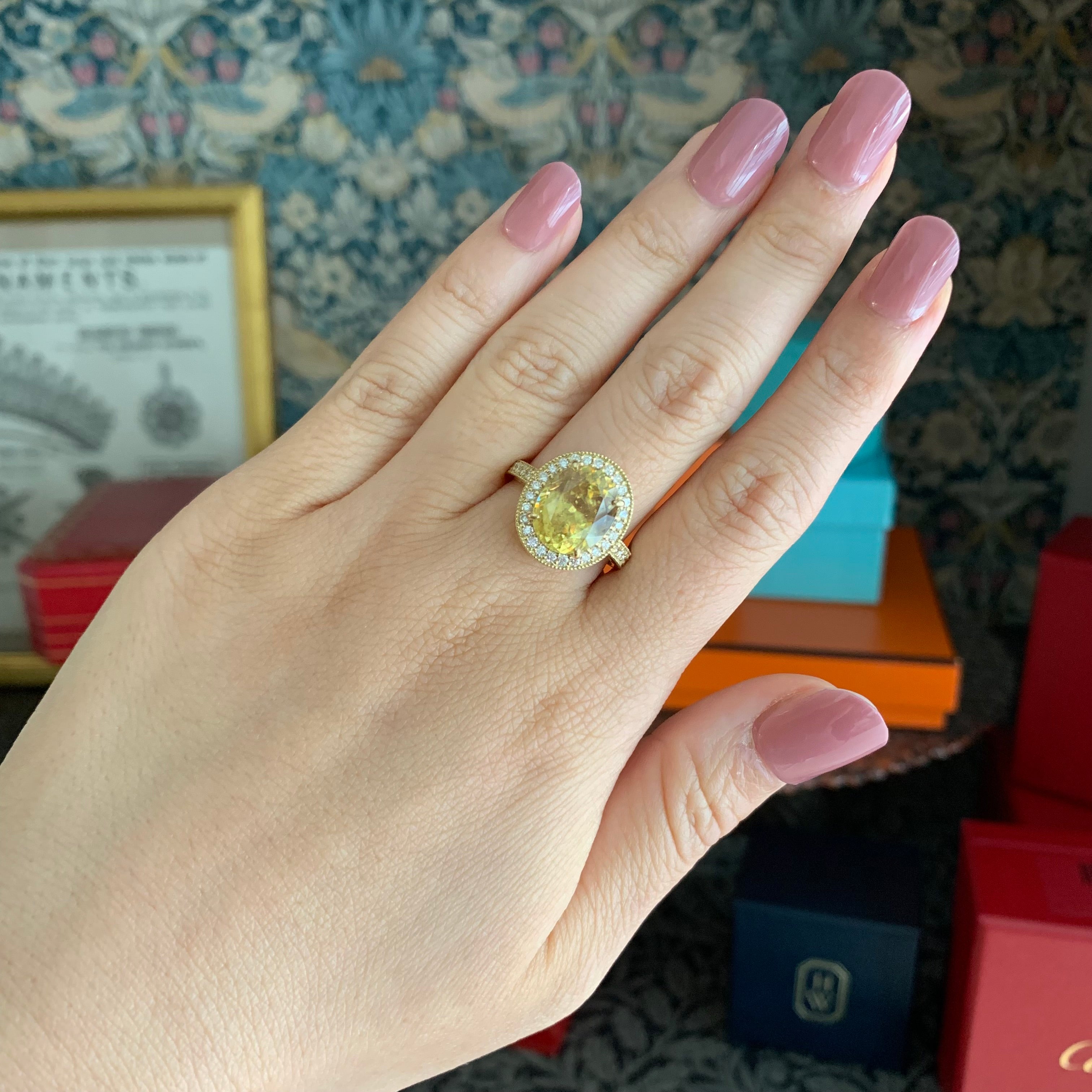 天然ダイヤモンドリング 大粒 4.67ct】天然スフェーン 天然ダイヤモンド リング – Mico宝飾店