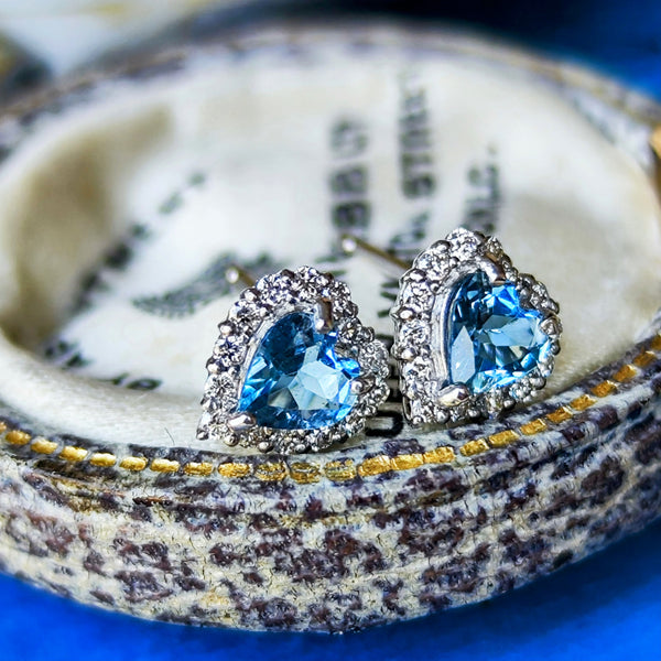 天然アクアマリン ハートシェイプ 天然ダイヤモンド ピアス