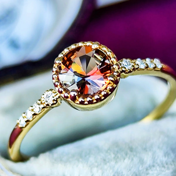 天然アンダリュサイト 天然ダイヤモンド リング