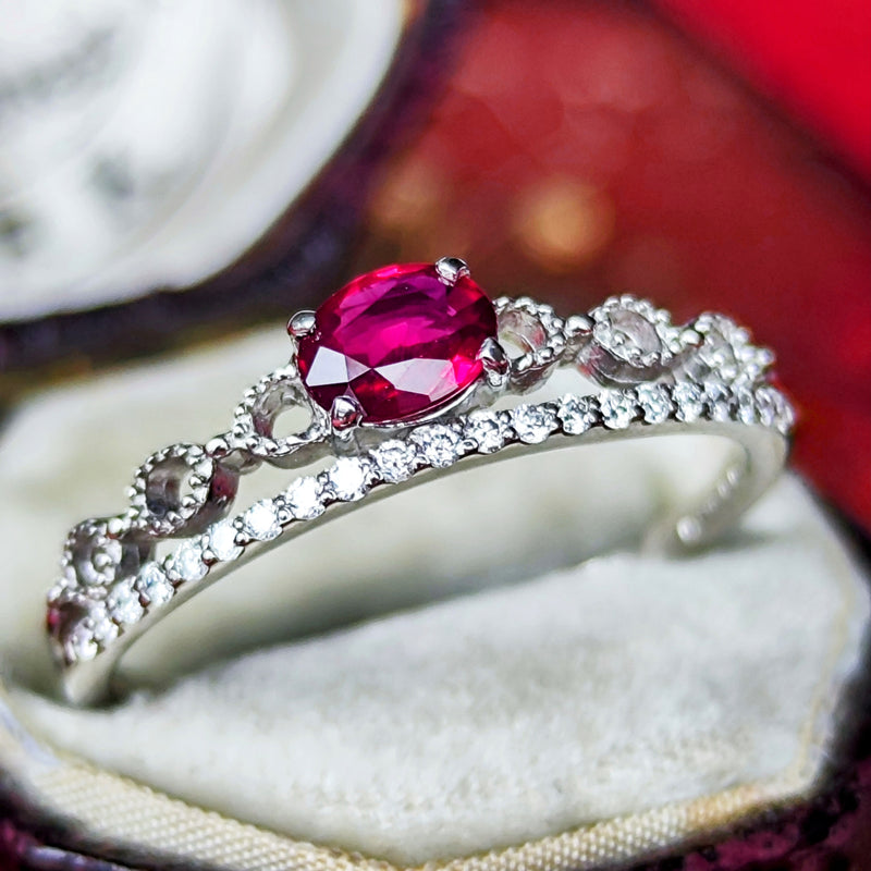 【非加熱 ピジョンブラッド】天然ルビー 天然ダイヤモンド リング