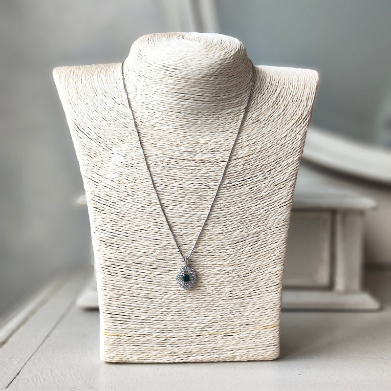 【ノンオイル コロンビア産】天然エメラルド 天然ダイヤモンド ネックレス