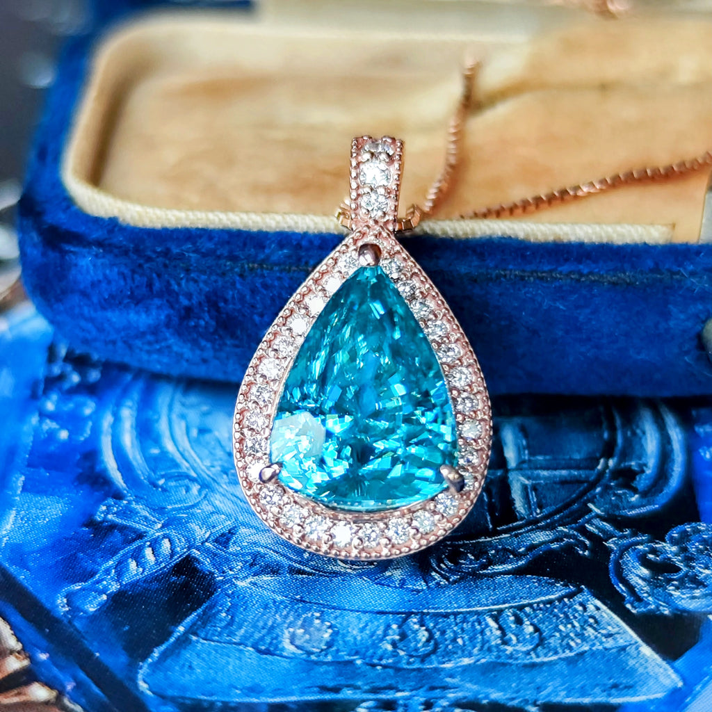 【大粒 7.58ct】天然ジルコン 天然ダイヤモンド ネックレス 18金PG
