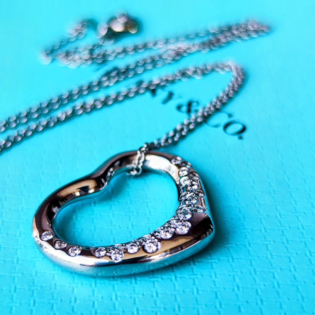 TIFFANY &Co ティファニー オープンハート ダイヤモンド プラチナ ネックレス