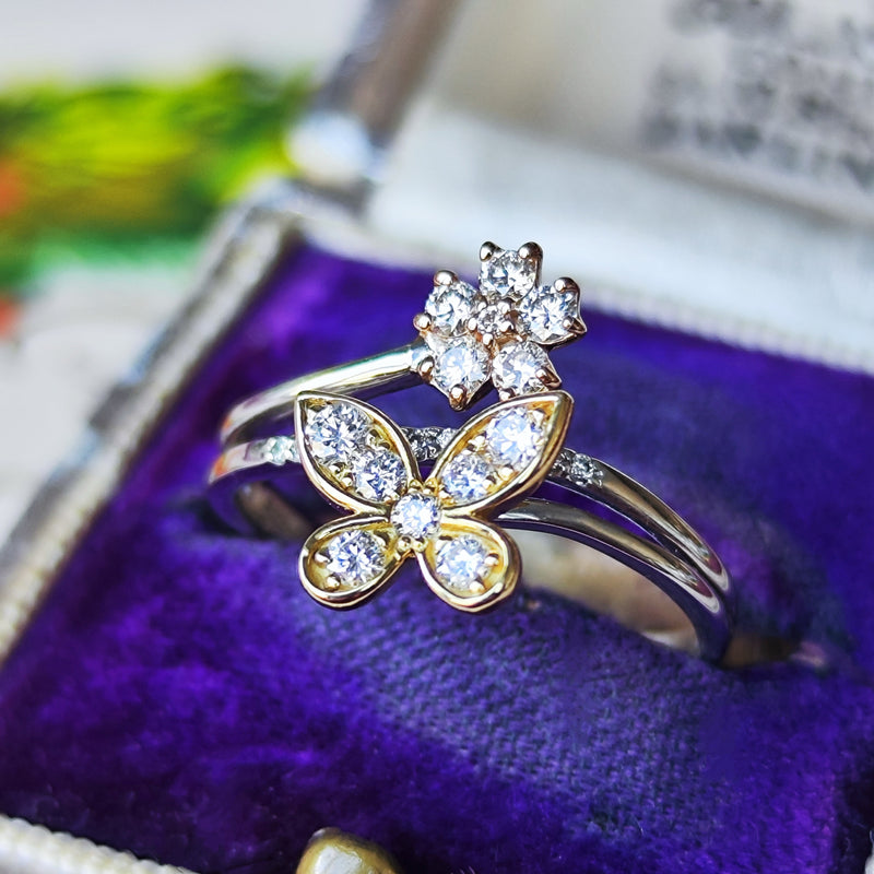 天然ダイヤモンド バタフライモチーフ リング