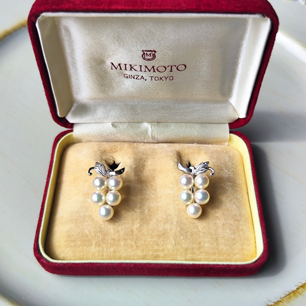 [Vintage MIKIMOTO] MIKIMOTO Akoya Pearl 14K White Gold Earrings
